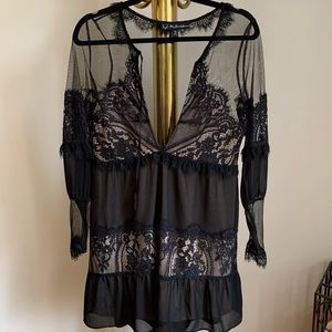 For Love & Lemons little black lace dress